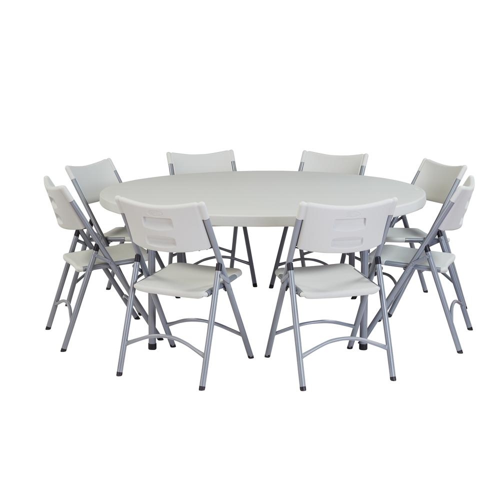 NPS® 71" Heavy Duty Round Folding Table, Speckled Grey. Picture 5