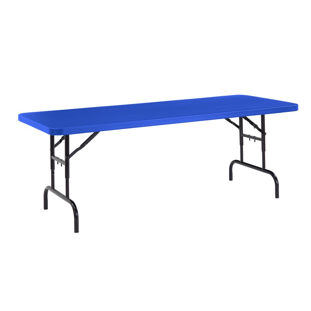 NPS® 30" x 72" Height Adjustable Heavy Duty Folding Table, Blue. Picture 1