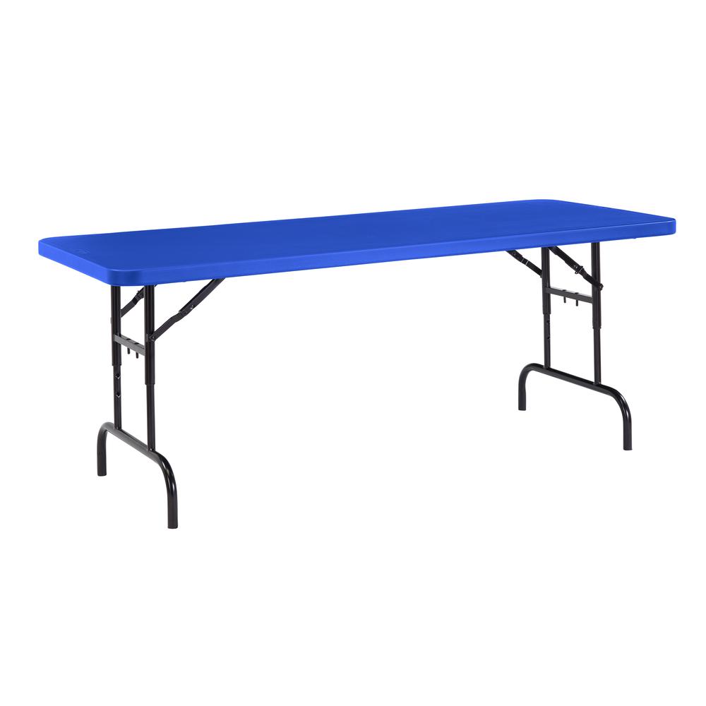 NPS® 30" x 72" Height Adjustable Heavy Duty Folding Table, Blue. Picture 3