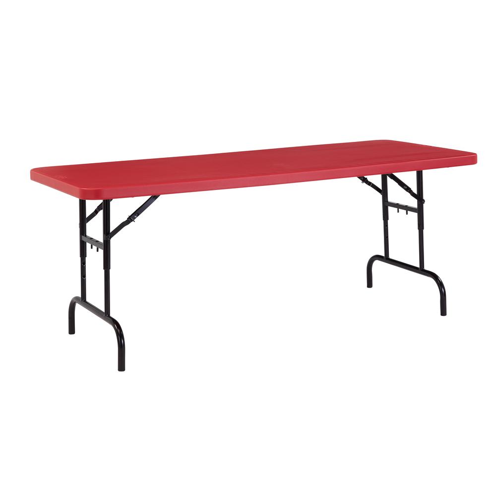 NPS® 30" x 72" Height Adjustable Heavy Duty Folding Table, Red. Picture 1