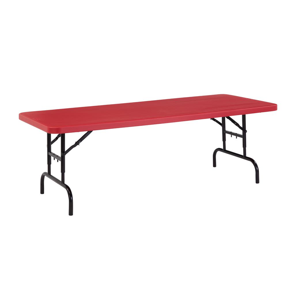NPS® 30" x 72" Height Adjustable Heavy Duty Folding Table, Red. Picture 2
