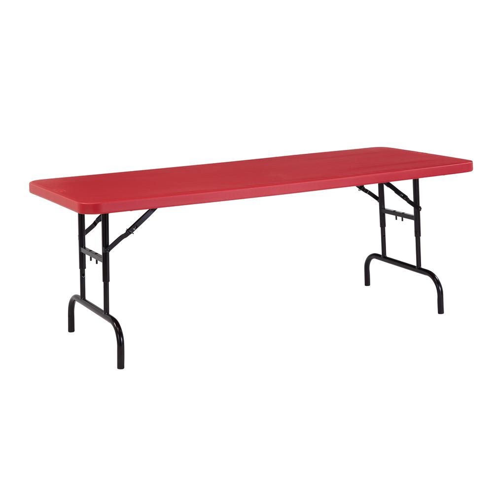 NPS® 30" x 72" Height Adjustable Heavy Duty Folding Table, Red. Picture 3