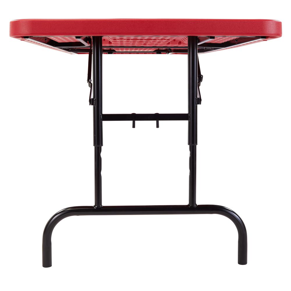 NPS® 30" x 72" Height Adjustable Heavy Duty Folding Table, Red. Picture 5