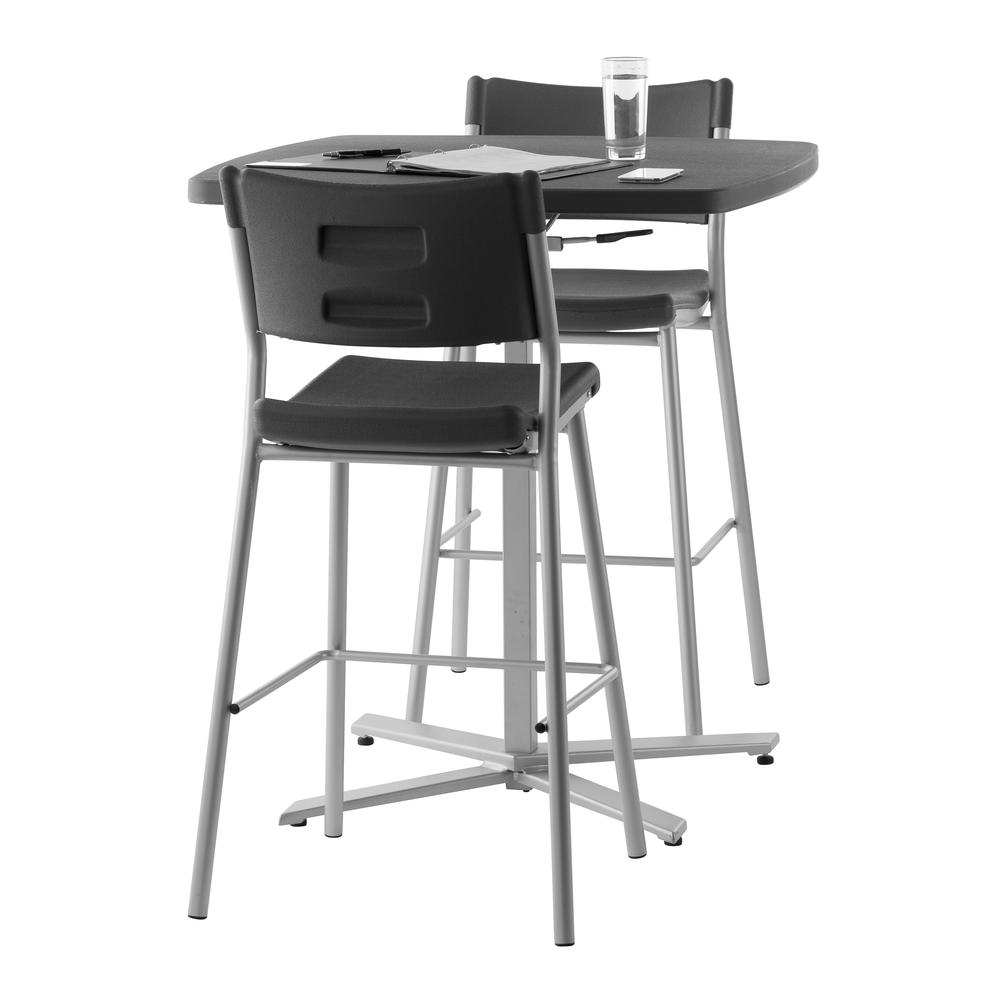 NPS® Café Time Adjustable-Height Table, Charcoal Slate Top & Silver Frame. Picture 2