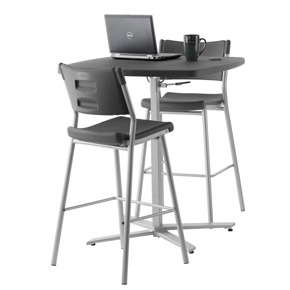 NPS® Café Time Adjustable-Height Table, Charcoal Slate Top & Silver Frame. Picture 3