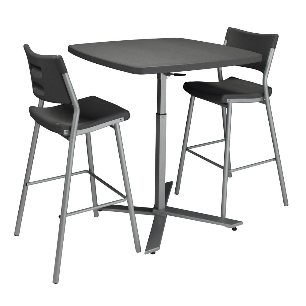 NPS® Café Time Adjustable-Height Table, Charcoal Slate Top & Silver Frame. Picture 4
