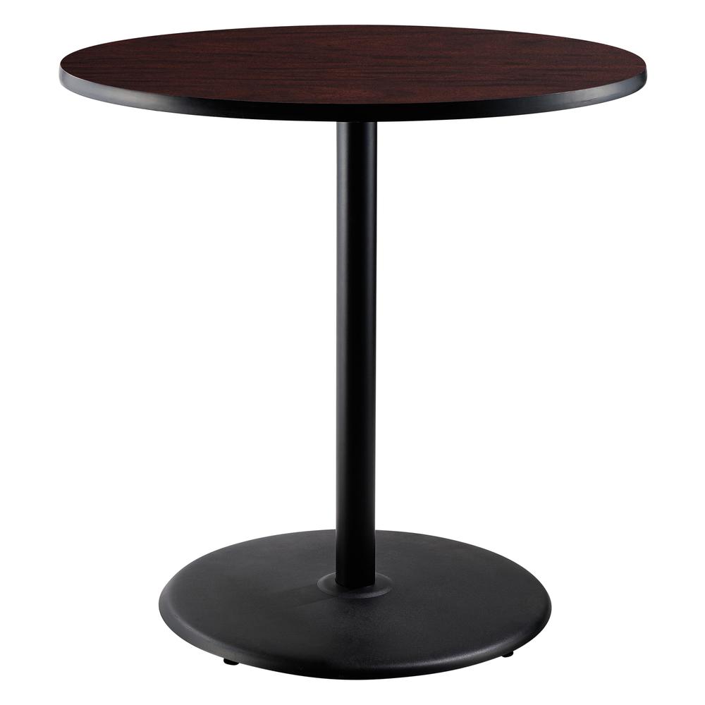 NPS® Café Table, 36" Round, Round Base, 42" Height, Particleboard Core/T-Mold, Brown. Picture 1