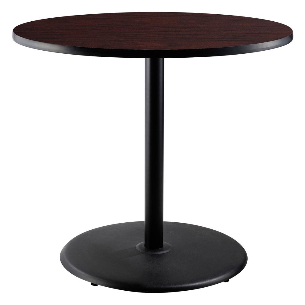 NPS® Café Table, 36" Round, Round Base, 36" Height, Particleboard Core/T-Mold, Brown. Picture 1