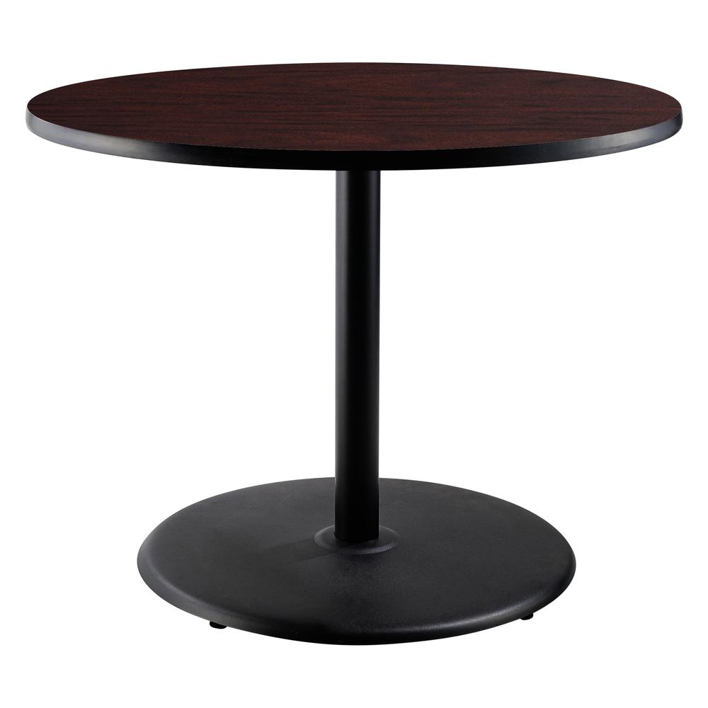 NPS® Café Table, 36" Round, Round Base, 30" Height, Particleboard Core/T-Mold - Brown. Picture 1