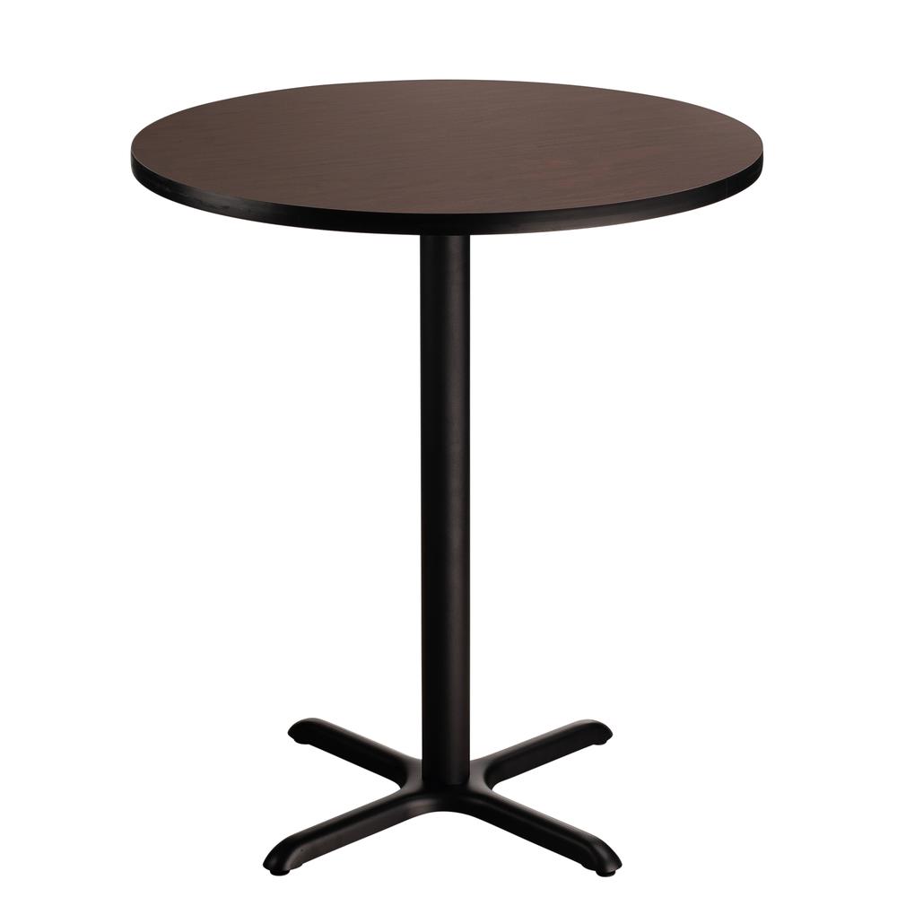 NPS® Café Table, 36" Round, "X" Base, 42" Height, Particleboard Core/T-Mold, Brown. Picture 1