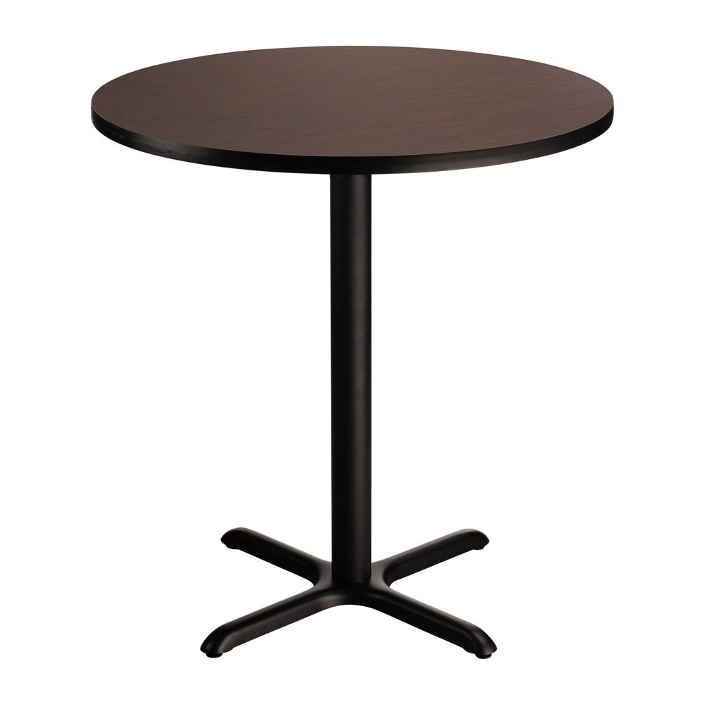 NPS® Café Table, 36" Round, "X" Base, 36" Height, Particleboard Core/T-Mold, Brown. Picture 1