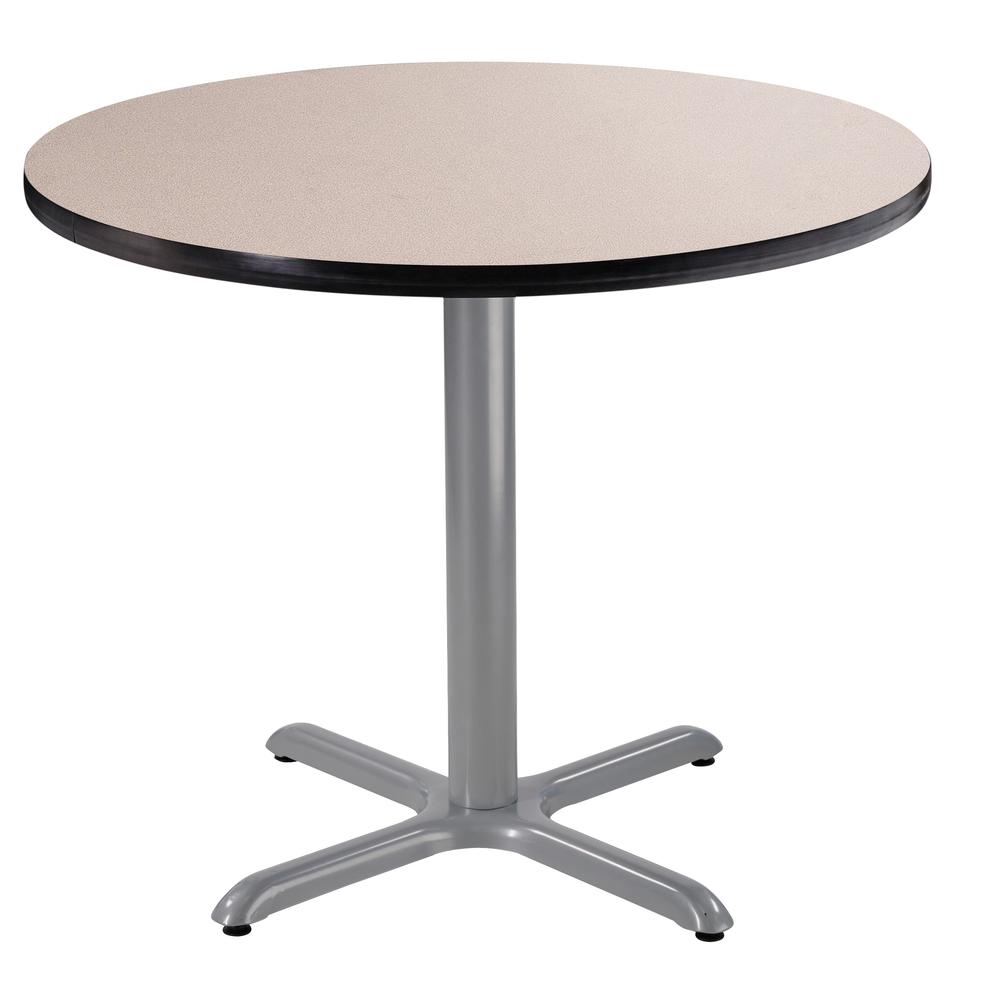NPS® Café Table, 36" Round, X Base, 30" Height, Particleboard Core/T-Mold, Grey. Picture 1