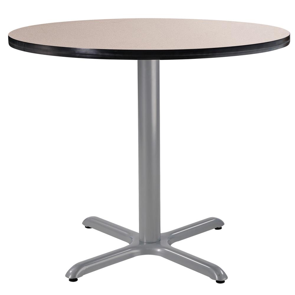 NPS® Café Table, 36" Round, X Base, 30" Height, Particleboard Core/T-Mold, Grey. Picture 2