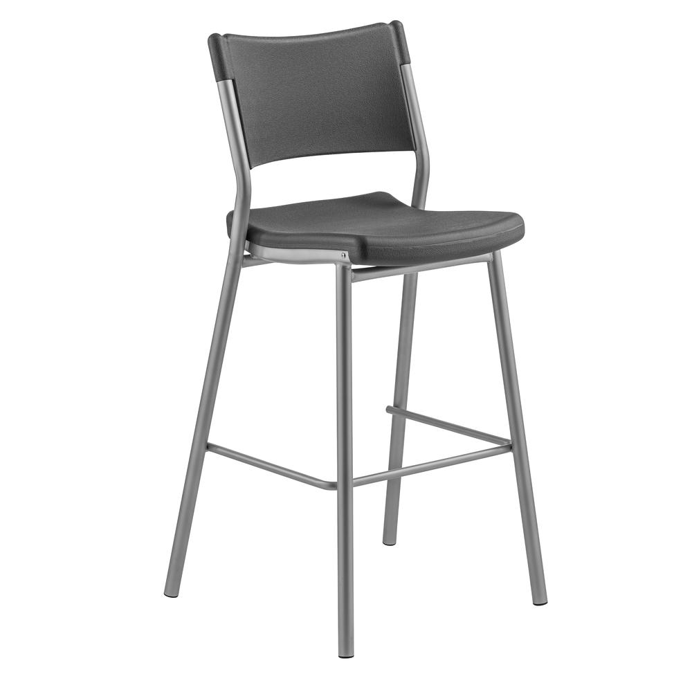 NPS® Café Time Stool, Charcoal Slate Top & Silver Frame. Picture 1