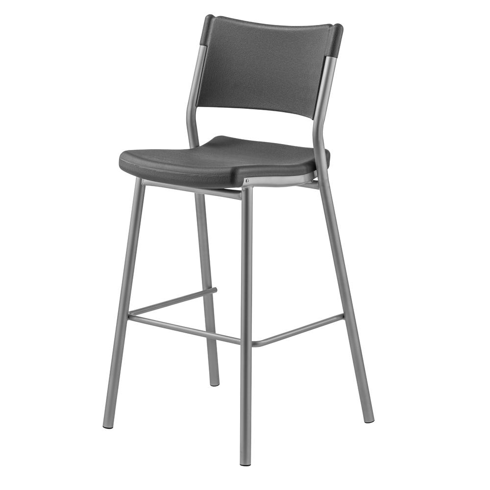 NPS® Café Time Stool, Charcoal Slate Top & Silver Frame. Picture 2
