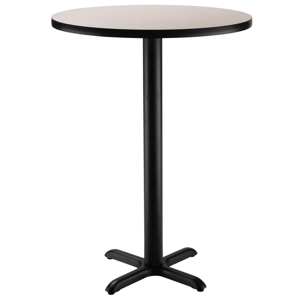 NPS® Café Table, 36" Round, "X" Base, 42" Height, Particleboard Core/T-Mold - Grey. Picture 1