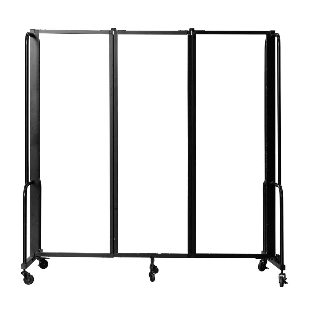 NPS® Room Divider, 6' Height, 3 Sections, Clear Acrylic Panels. Picture 1