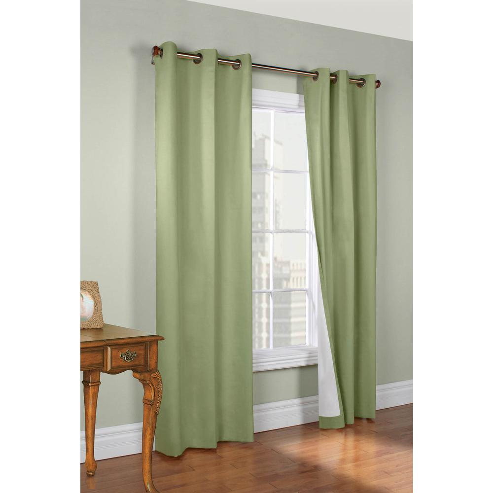 Weathermate Grommet Curtain Wide Panel Pair each 80 x 84 in Sage. Picture 3