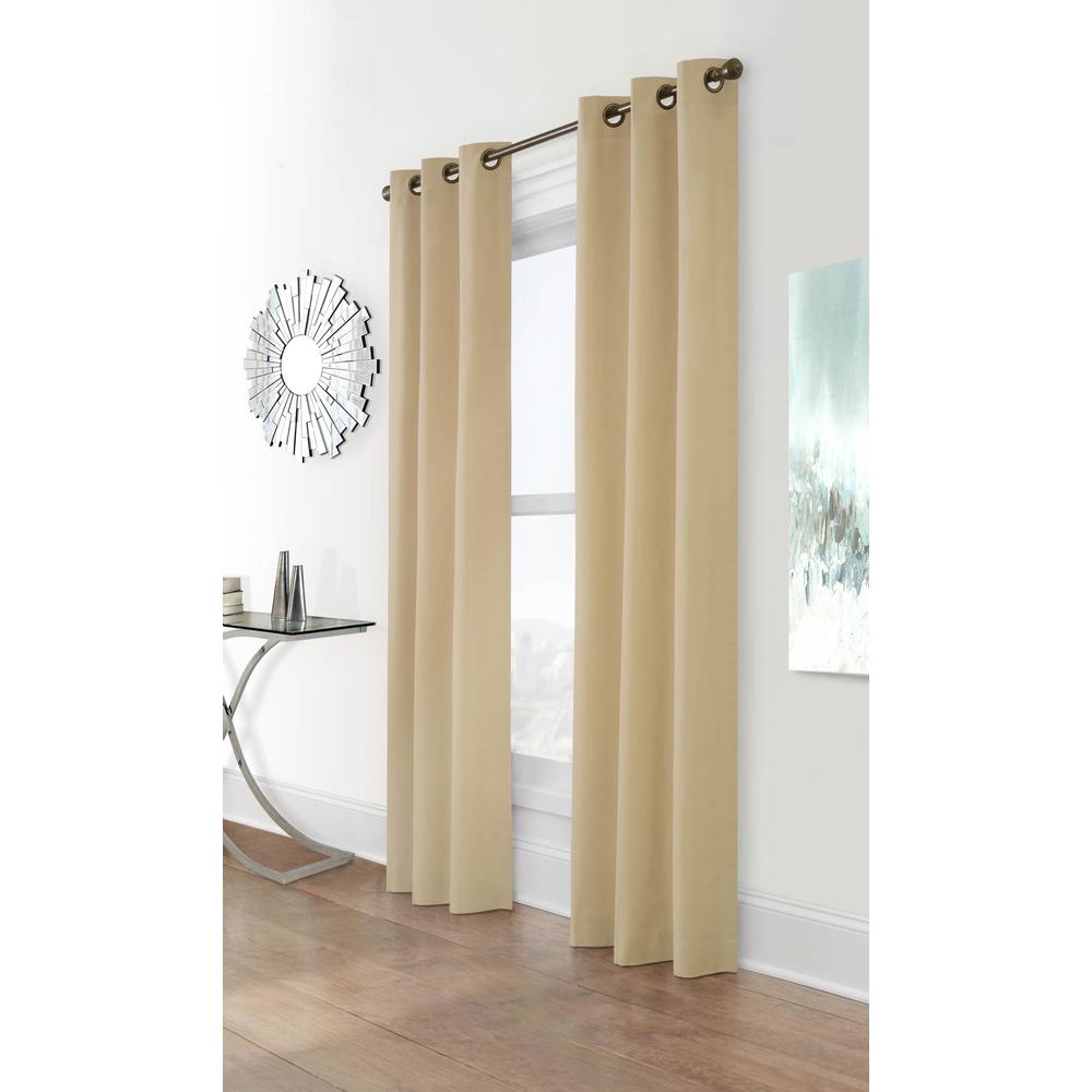 Weathermate Grommet Curtain Panel Pair each 40 x 63 in Khaki. Picture 1