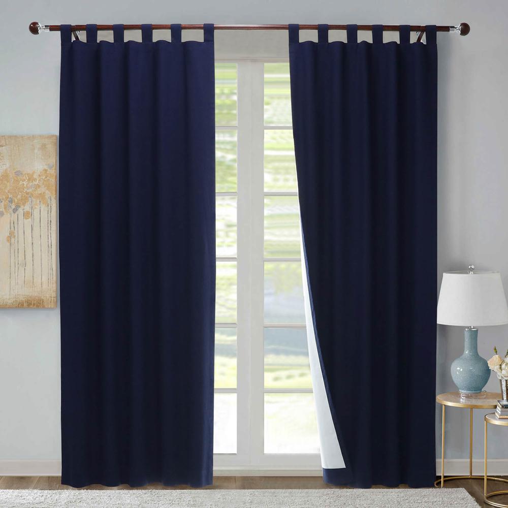 Weathermate Tab Top Curtain Panel Pair Window Dressing each 40 x 84 in Navy. Picture 1