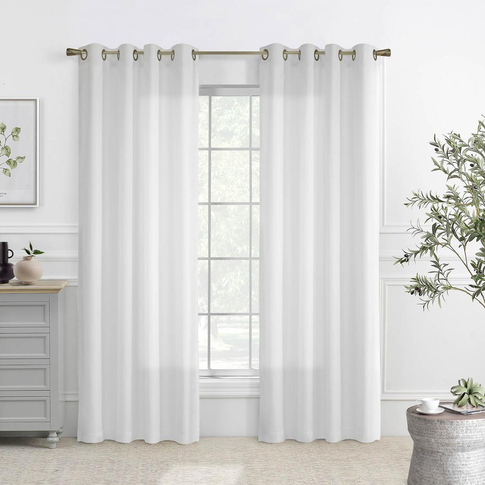 Rhapsody Lined Grommet Curtain Panel Window Dressing 54 x 72 in White. Picture 1