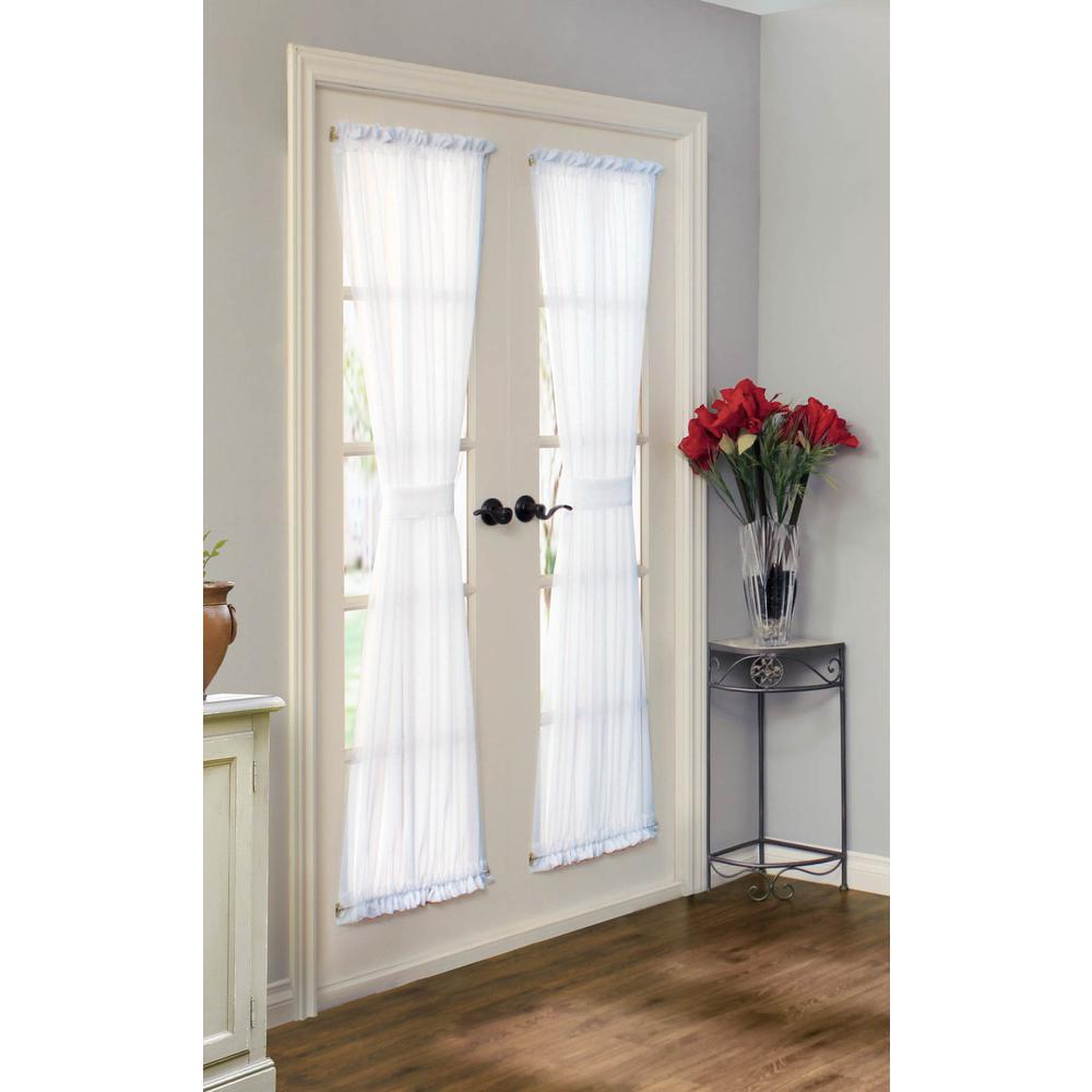 Rhapsody Lined Rod Pocket Curtain Door Panel Window Dressing 54 x 72 in White. Picture 1