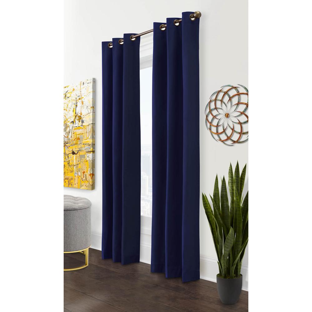 Weathermate Grommet Curtain Panel Pair each 40 x 84 in Navy. Picture 1