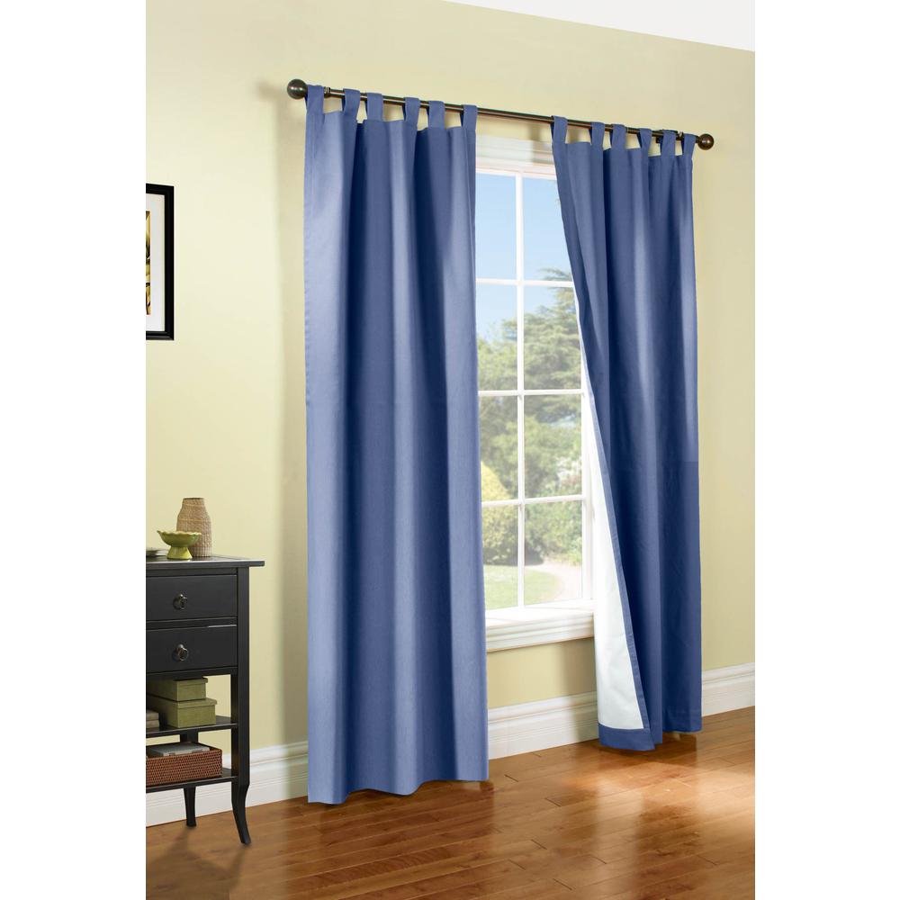 Weathermate Tab Top Curtain Panel Pair Window Dressing each 40 x 95 in Blue. Picture 1