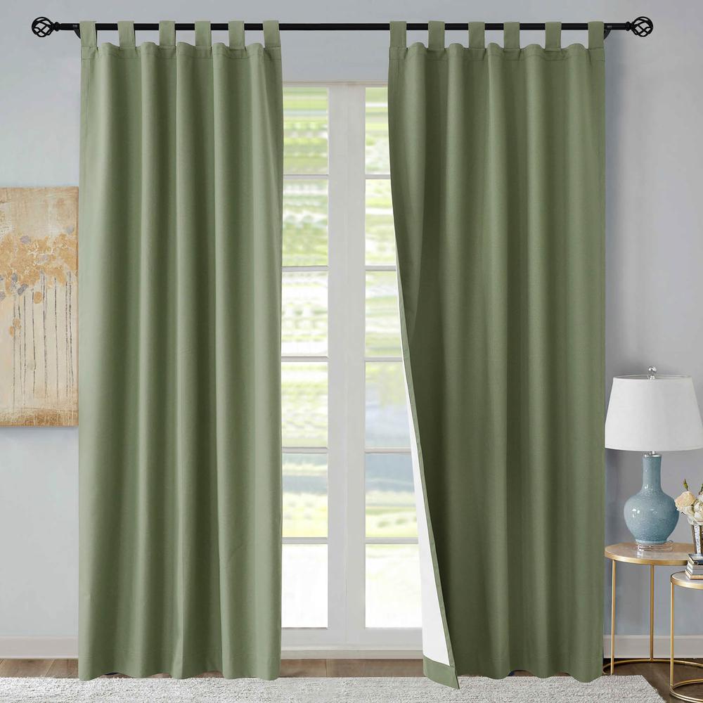 Weathermate Tab Top Curtain Panel Pair Window Dressing each 40 x 95 in Sage. Picture 1