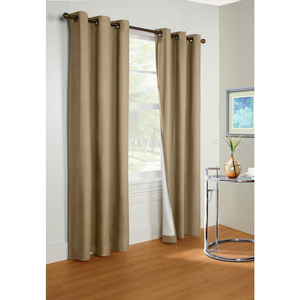 Prelude Grommet Curtain Panel 40 x 84 in Taupe. Picture 1
