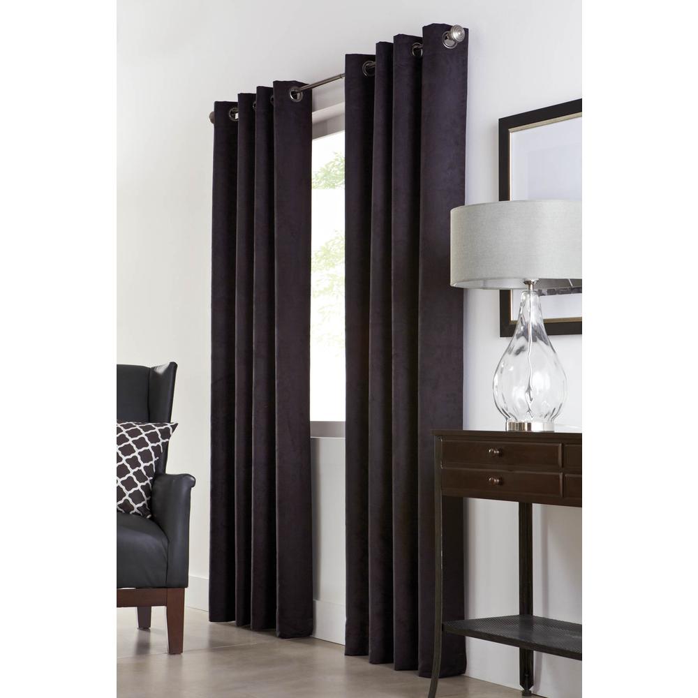 Navar Grommet Curtain Panel Window Dressing 54 x 84 in Black. Picture 1