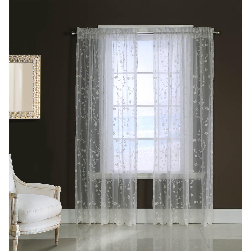Grandeur Pole Top Curtain Panel Window Dressing 52 x 84 in White. Picture 1
