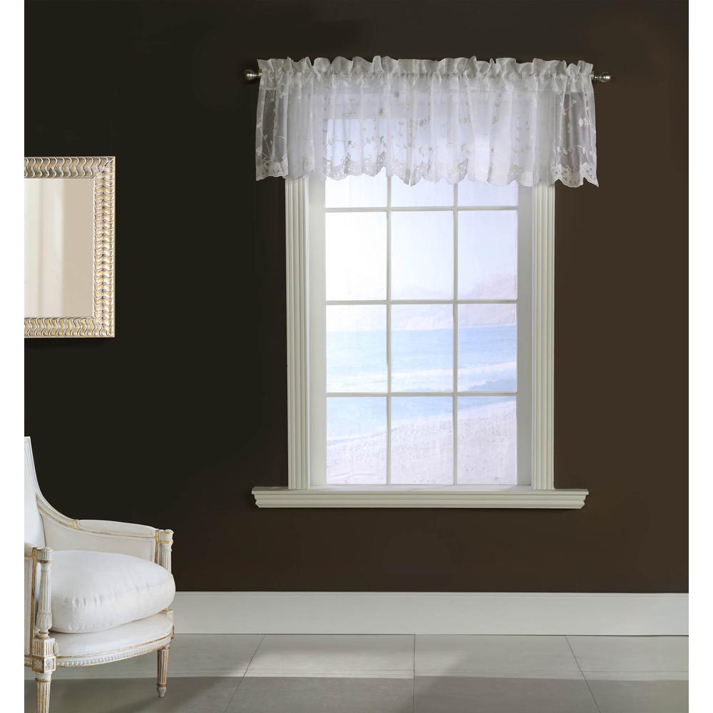 Grandeur Pole Top Valance Window Dressing 52 x 17 in White. Picture 1