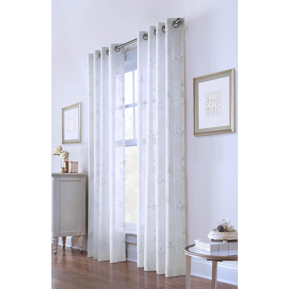Giardino Grommet Curtain Panel Window Dressing 52 x 84 in White. Picture 1