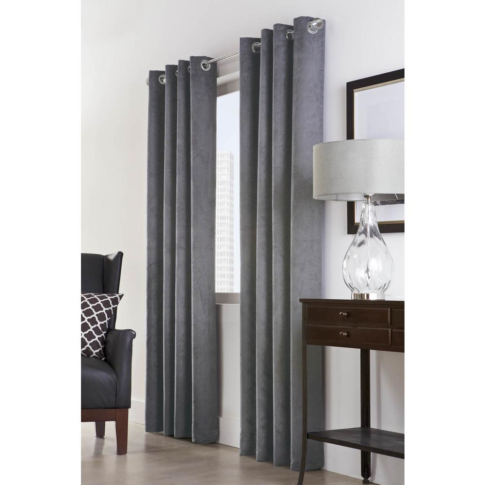 Navar Grommet Curtain Panel Window Dressing 54 x 84 in Dark Grey. Picture 1