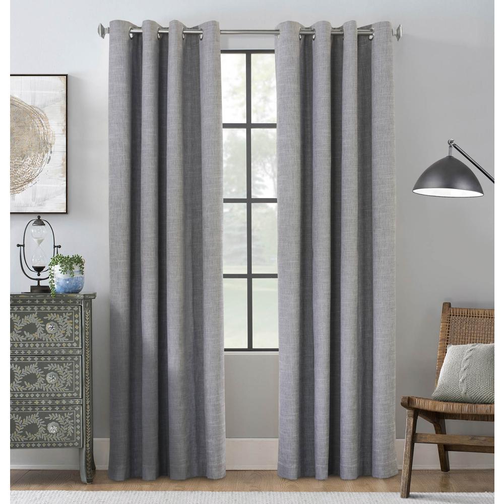 Maya Grommet Curtain Panel Window Dressing 52 x 84 in Grey. Picture 1