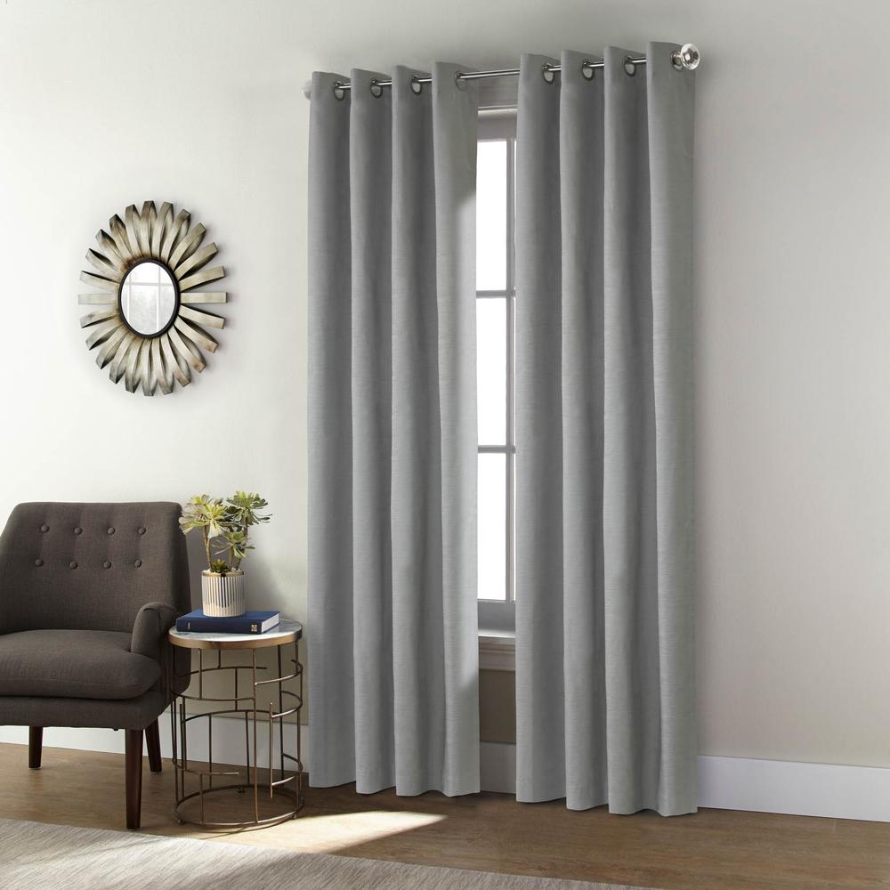 Shadow Grommet Curtain Panel Window Dressing 52 x 84 in Grey. Picture 1