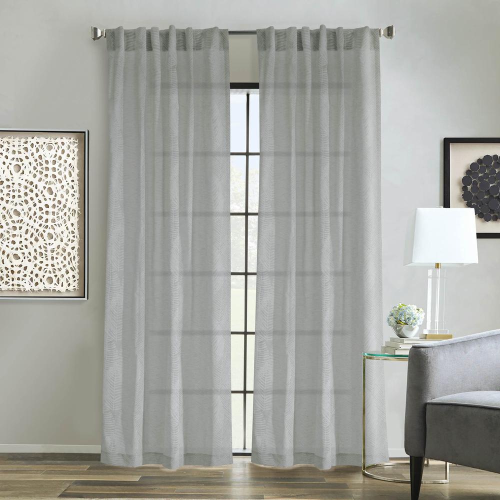 Emma Dual Header Curtain Panel Window Dressing 52 x 84 in Grey. Picture 1