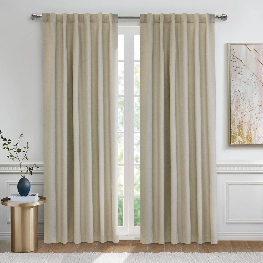 Baxter Back Tab Curtain Panel Window Dressing 52 x 84 in Oatmeal. Picture 1