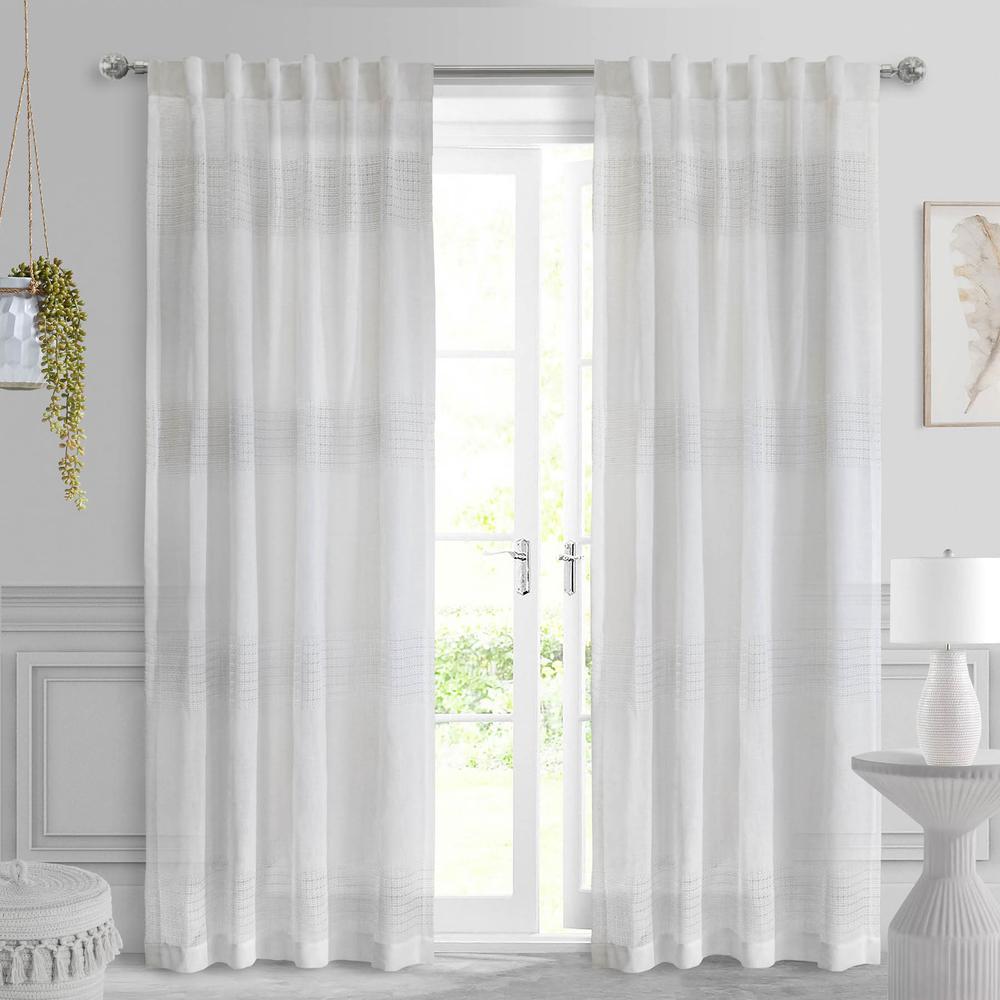 Lindsey Back Tab Curtain Panel 52 x 95 in White. Picture 1