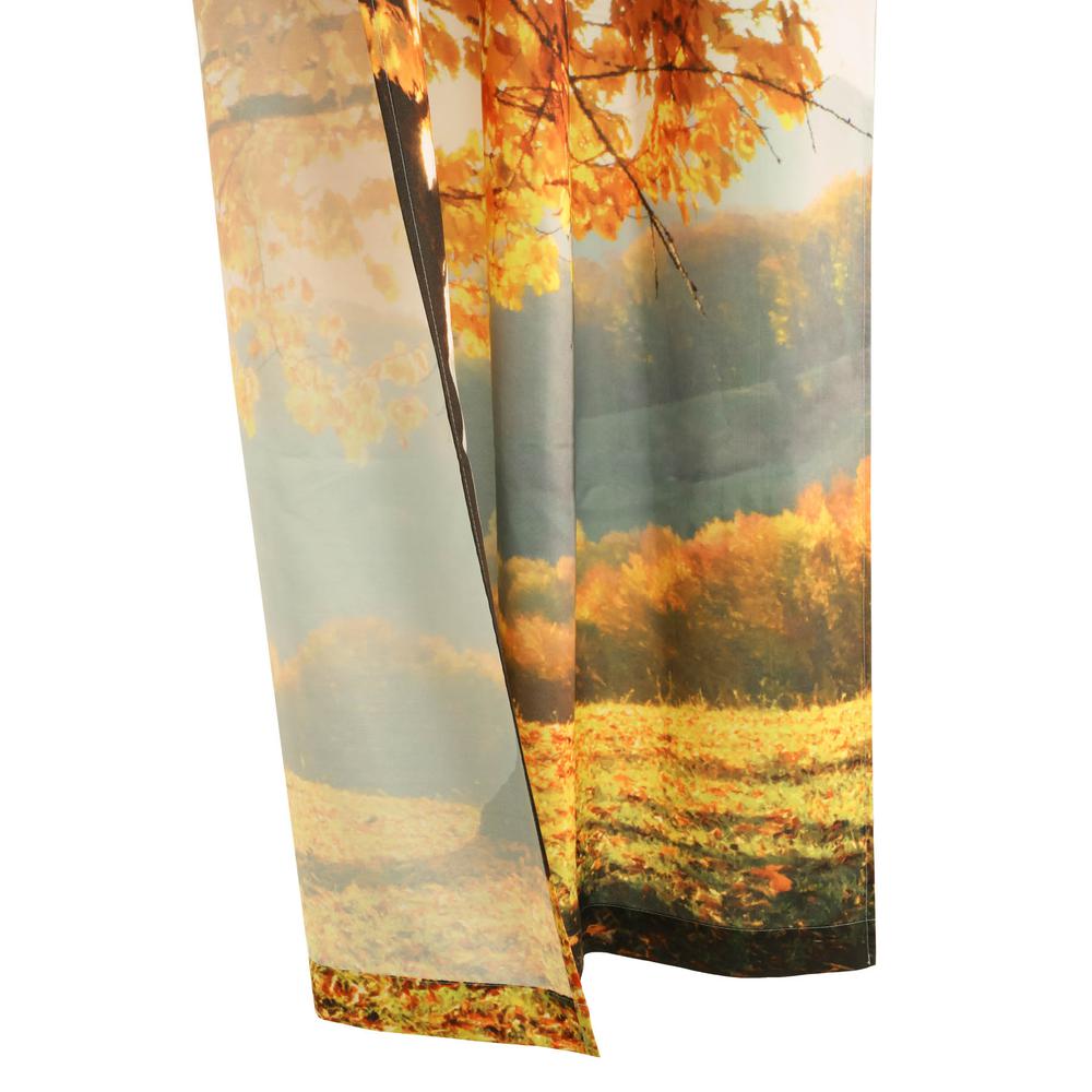 Photo Reel Fall Tree Pole Top Curtain Pair each Panel 38 x 84 in Multi. Picture 3
