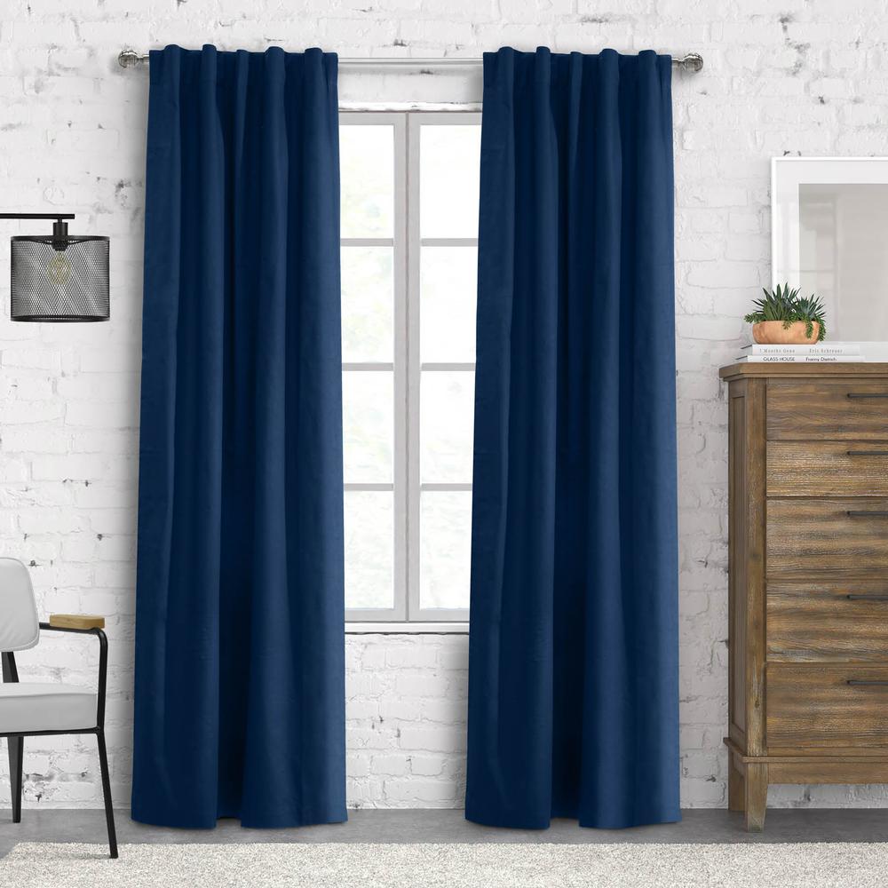 Weathermate Topsions Curtain Panel Pair each 40 x 63 in Navy. Picture 1