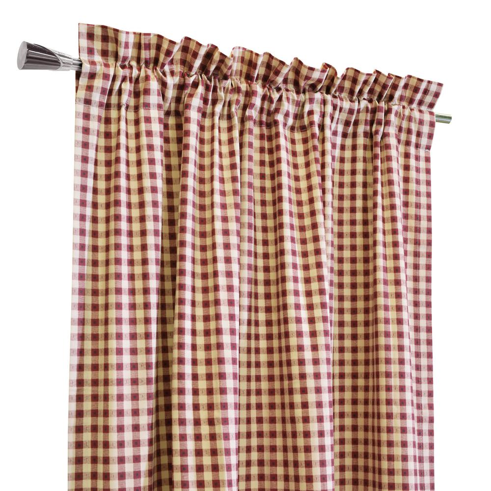 Checkmate Pole Top Curtain Pair each Panel 40 x 84 in Burgundy. Picture 2