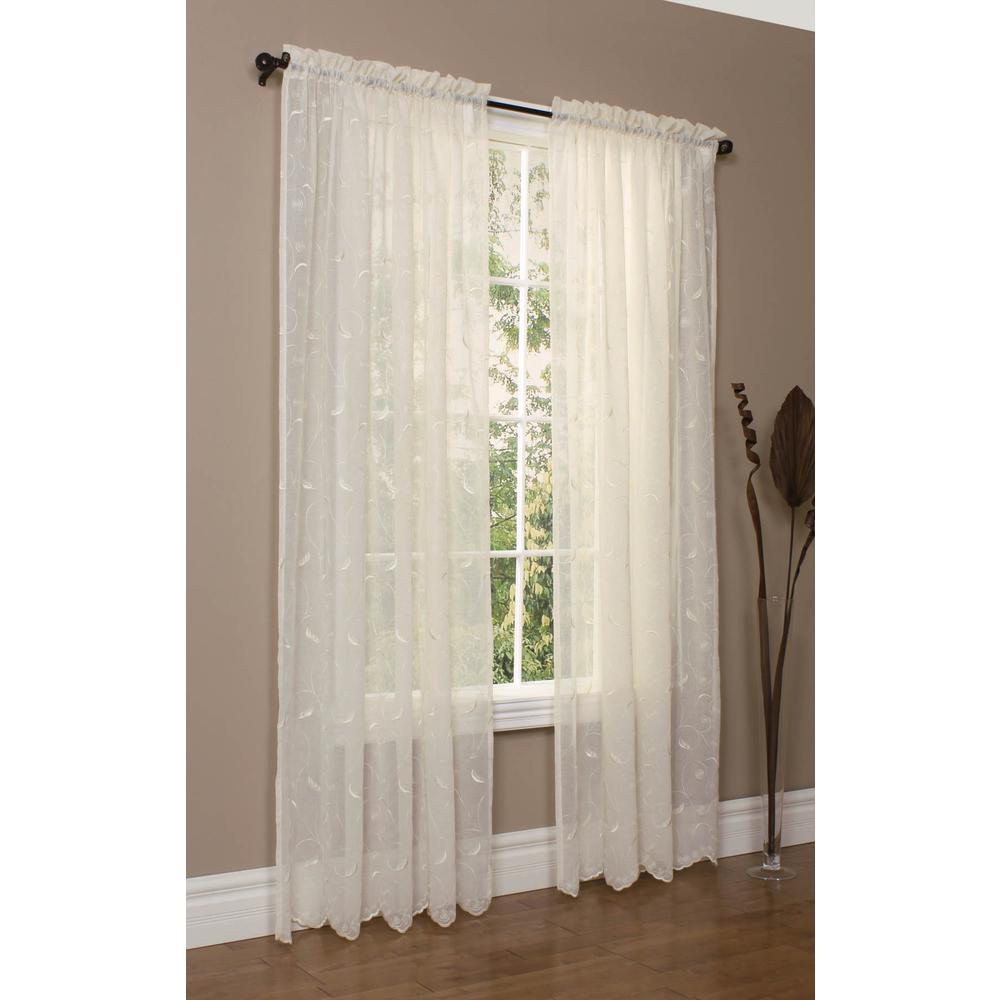 Hathaway Rod Pocket Curtain Panel Window Dressing 54 x 84 in Cream. Picture 1