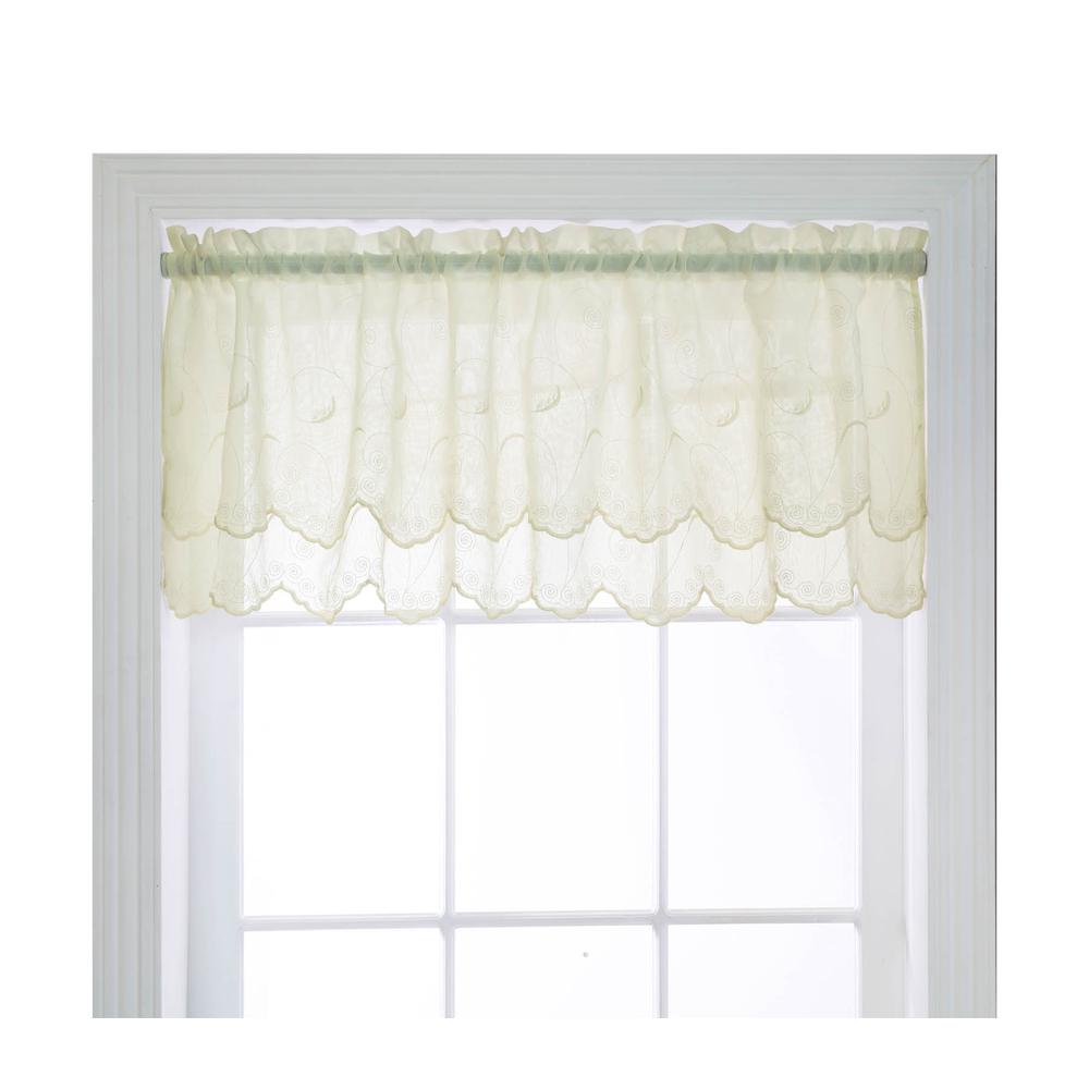 Hathaway Rod Pocket Valance Window Dressing 54 x 17 in Cream. Picture 1