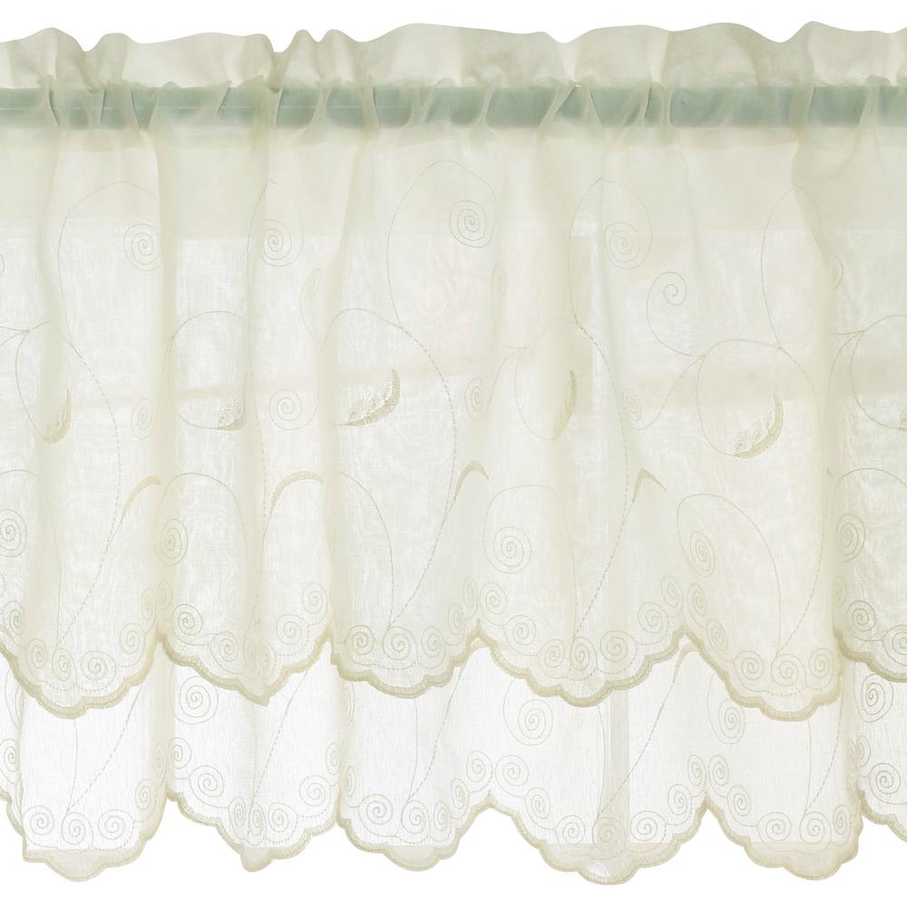 Hathaway Rod Pocket Valance Window Dressing 54 x 17 in Cream. Picture 2