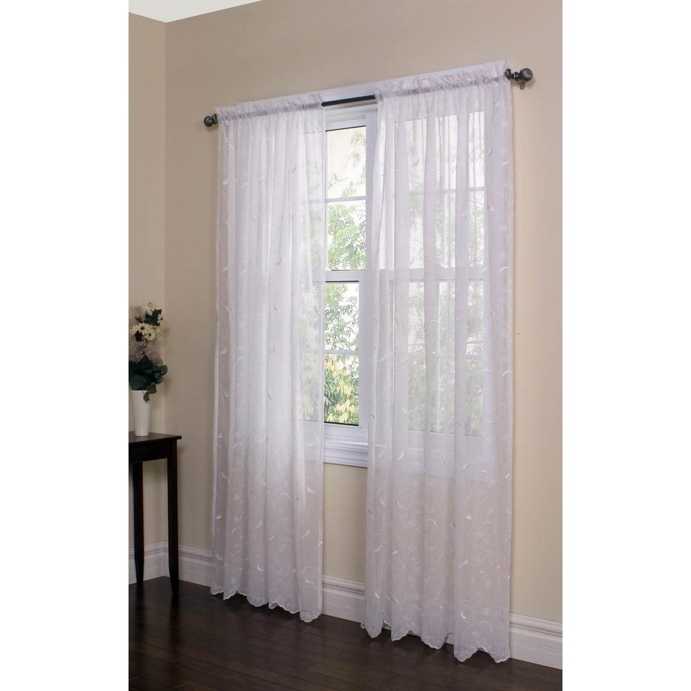 Hathaway Rod Pocket Curtain Panel Window Dressing 54 x 63 in White. Picture 1