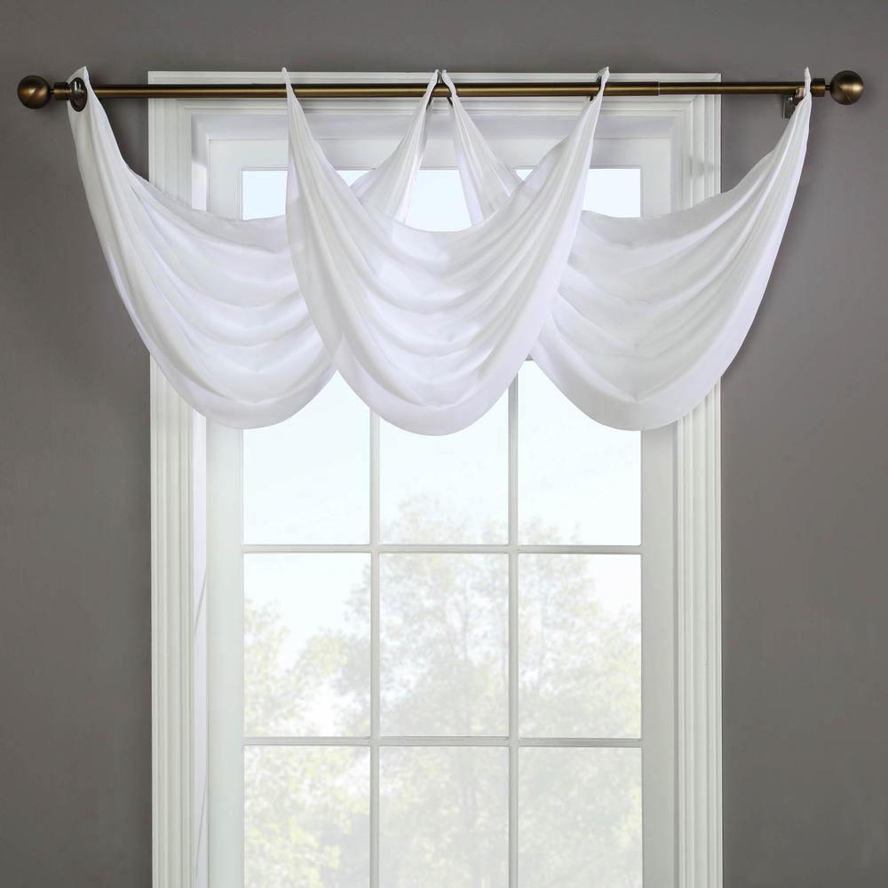 Rhapsody Lined Grommet Ascot Valance Window Dressing 36 x 19 in White. Picture 1