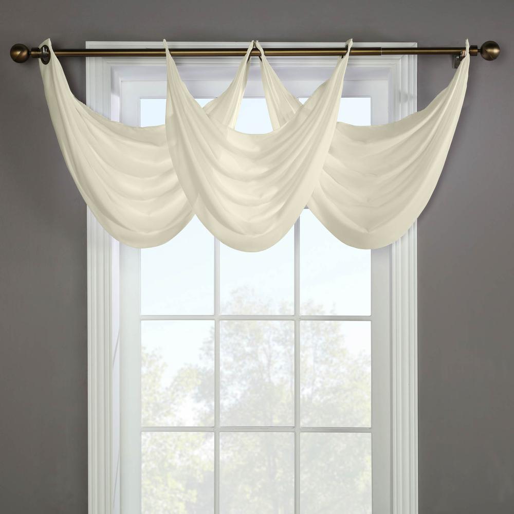 Rhapsody Lined Grommet Ascot Valance Window Dressing 36 x 19 in Ivory. Picture 1