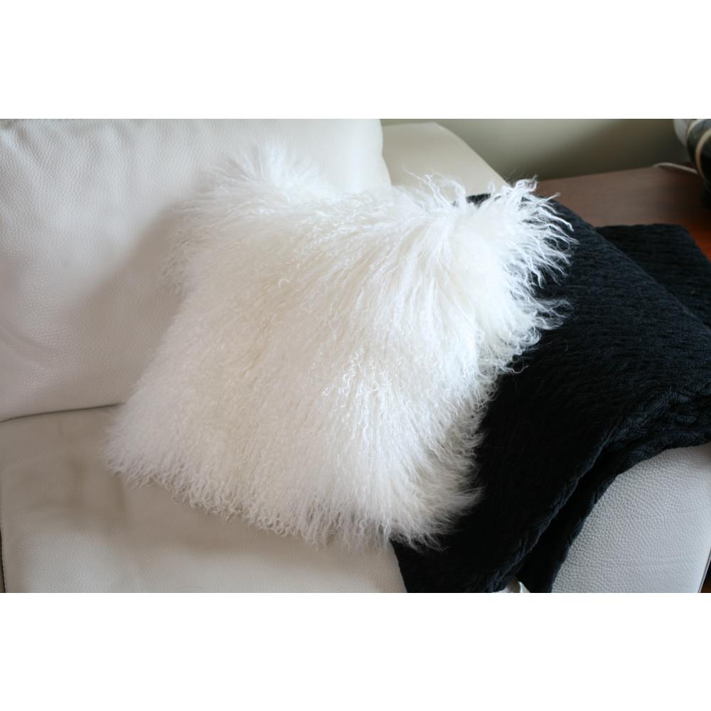 100% Mongolian Sheep Fur 18", White. Picture 2